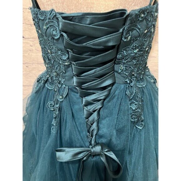 Teal Tulle Prom Dress Gown Formal Dance Event Size 4 - Picture 9 of 12